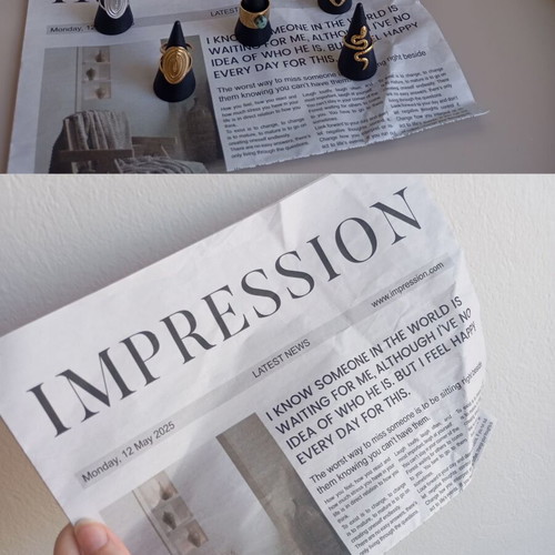 Jewelry Photography Newspaper used, slightly creased edges