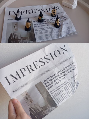 Jewelry Photography Newspaper used, slightly creased edges