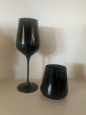Zara Home black wine and low glasses set of 12, like new