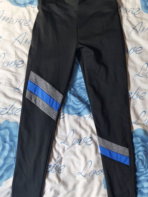 Women's sports leggings L like new, black and blue