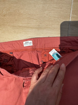Double men's fabric pants used, size XXL, coral color