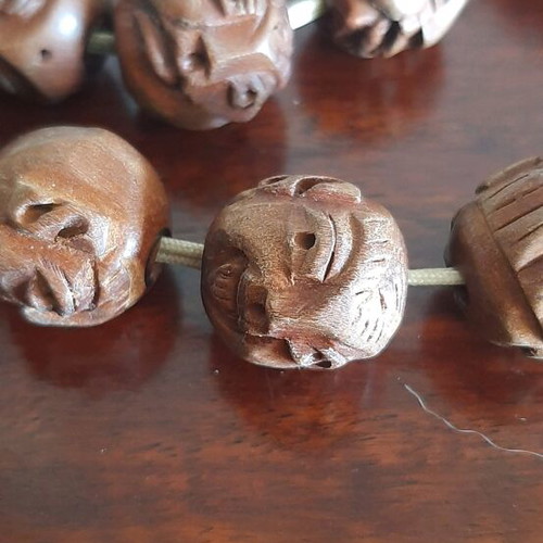 Worry beads used, handmade wooden with 19 carved beads