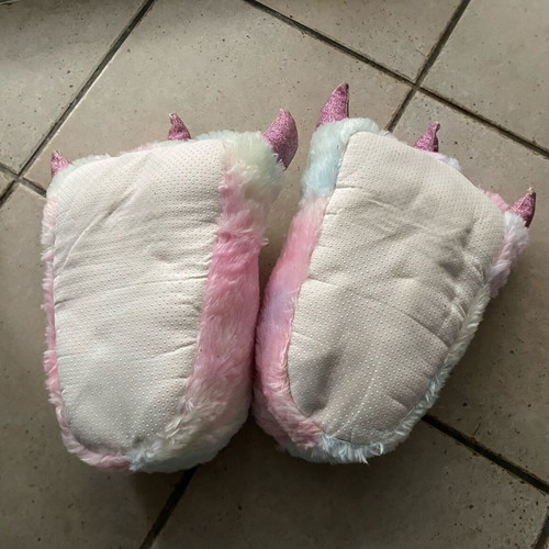 3D Fluffy Monster Pink Slippers used size 40-41