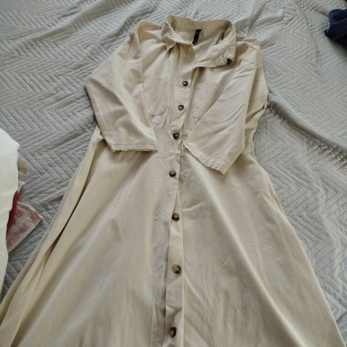 Zara TRF Midi Dress Beige Cotton Like New, Size XL