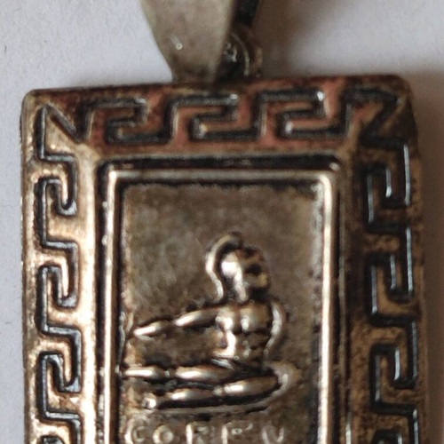 Silver Corfu pendant 0.925% like new with Greek meander design