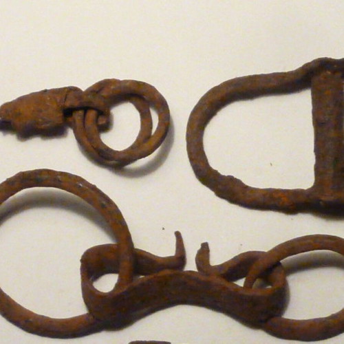 Antique iron items from Revival horse ammunition used, hand-forged iron