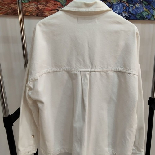 Zara White Denim Jacket Oversize Size L like new