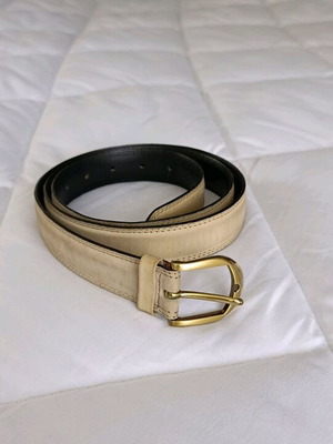 Leather men's belt used, beige, 125cm