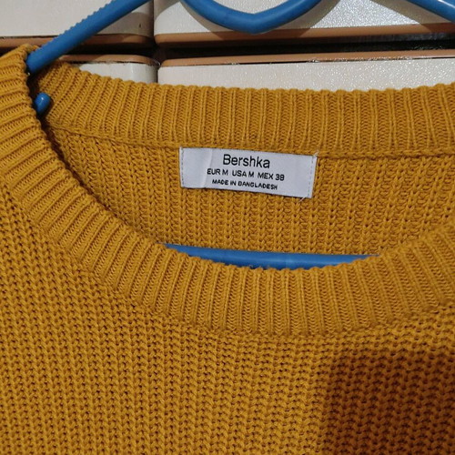 Bershka Men's Long-Sleeve Shirt Size M Like New Yellow