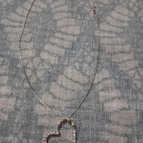 925 Sterling Silver Heart Necklace with Cubic Zirconia, Like New