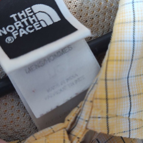 The North Face men's yellow checked quick-dry shirt size L, like new