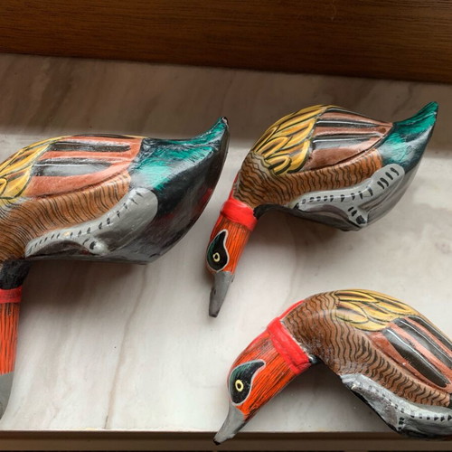 Wooden decorative ducks pack of 3, handmade new