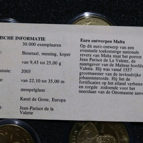 Malta 2003 Euro Pattern Trial Set new, complete with folder and certificate
