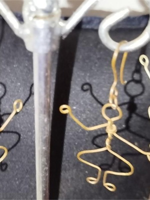 Wire handmade earrings and pendant used, human figure design