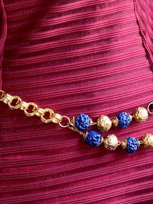 Belt jewelry with gold and blue color, adjustable