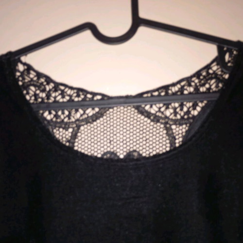 Darling classic women's black velvet dress with lace like new, size L