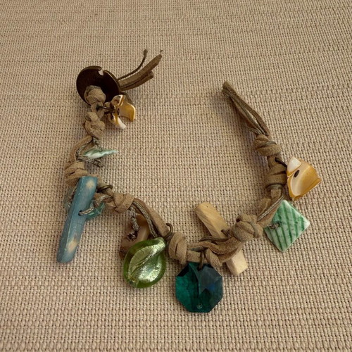 Green leather bracelet like new