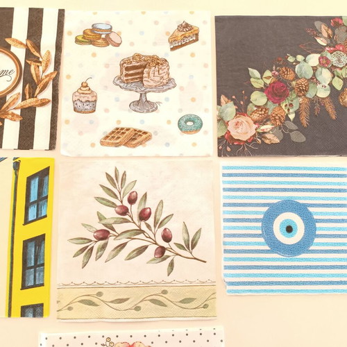 Collection of 7 new napkins for crafts and decoupage