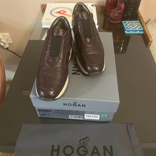 Hogan lace-up shoes used, eggplant color size 36.5