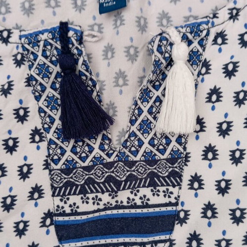 Tom Tailor caftan dress 152 cm like new, white and blue