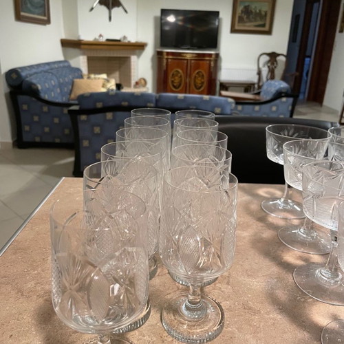 Crystal glasses used, set of 97 pieces
