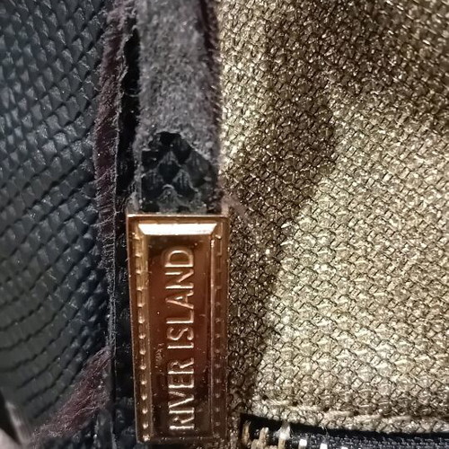 River Island backpack used in gold and pink