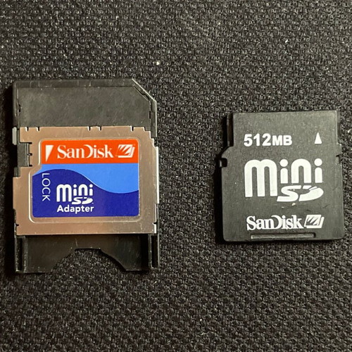 MiniSD memory card with adapter like new, 512 MB