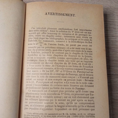 Book Oeuvres de F. Rabelais used, vintage, French