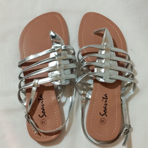 Ancient Greek Silver Gladiator Sandals Size 38 New