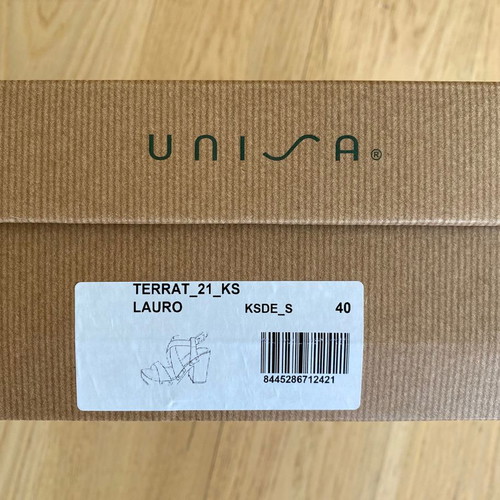 Unisa sandals with wooden heel, grey khaki suede, size 40