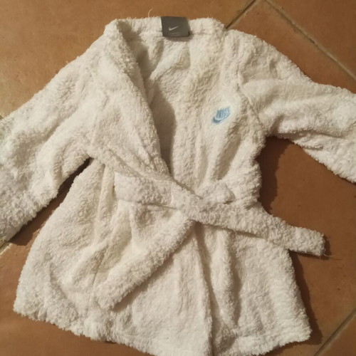 Vintage Nike baby bathrobe like new, white cotton, 5-12 months