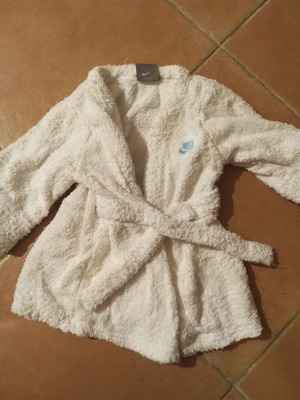 Vintage Nike baby bathrobe like new, white cotton, 5-12 months
