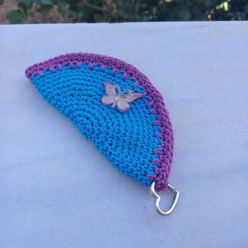 Handmade knitted glasses case new, blue and pink