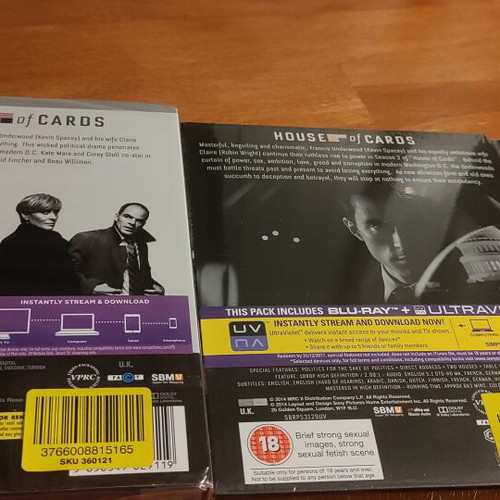 House of Cards seasons 1 2 3 Blu-Ray new with English subtitles