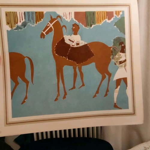Mycenaean colored paintings used from frescoes and golden funerary offerings