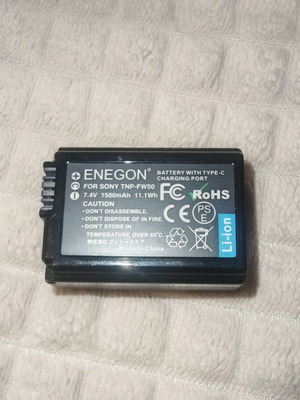 Батерия Enegon NP-FW50 с USB-C за Sony A6000 A6300 A6400 A7 Нова
