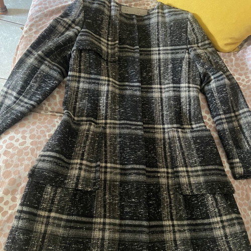 Zara checked coat like new, black and white