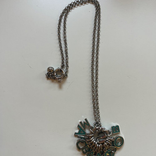Marc Jacobs silver necklace with blue letters