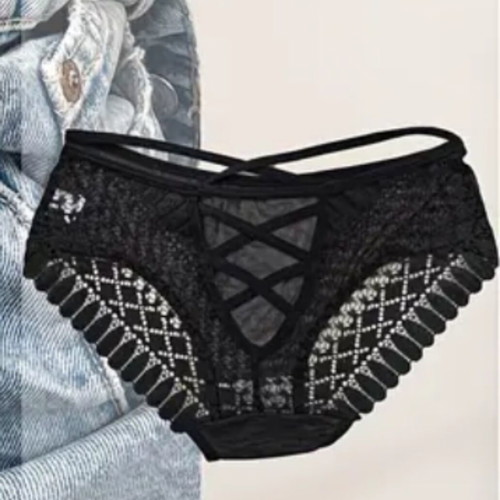A.A Underwear luxury new black lingerie with crisscross details