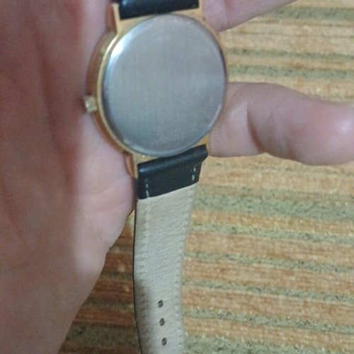 Citizen Quartz vintage wristwatch used, black and gold tone