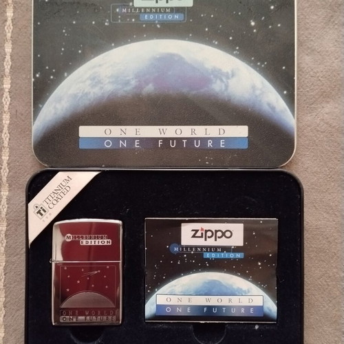 Zippo Millennium Edition 1999 One World One Future titanium coated lighter like new
