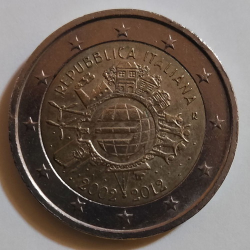 Επετειακό δίευρο 2€ Ιταλίας 2012 σαν καινούργιο, 10 χρόνια ευρώ