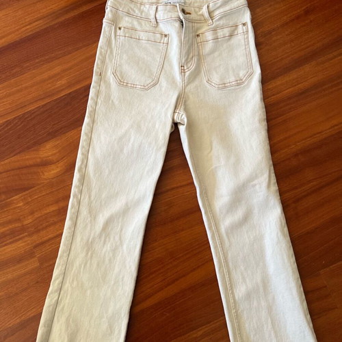 Zara women's jeans with stitching like new, size 36, beige
