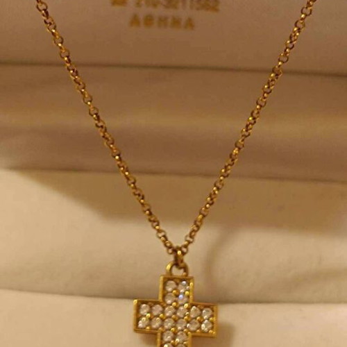 Cross silver 925 gold plated with zircon new