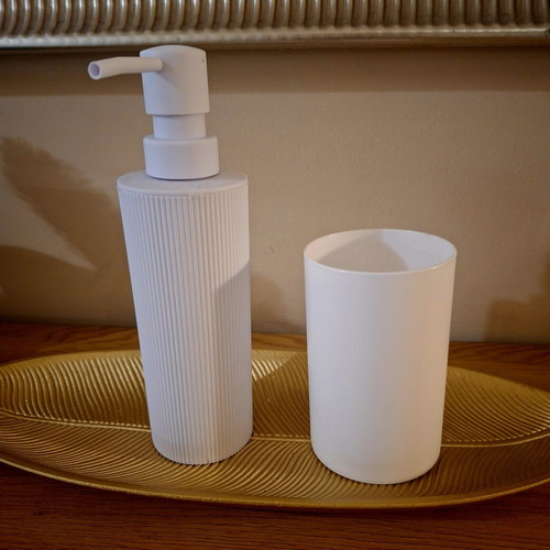 Dispenser and toothbrush holder cup, new with tags