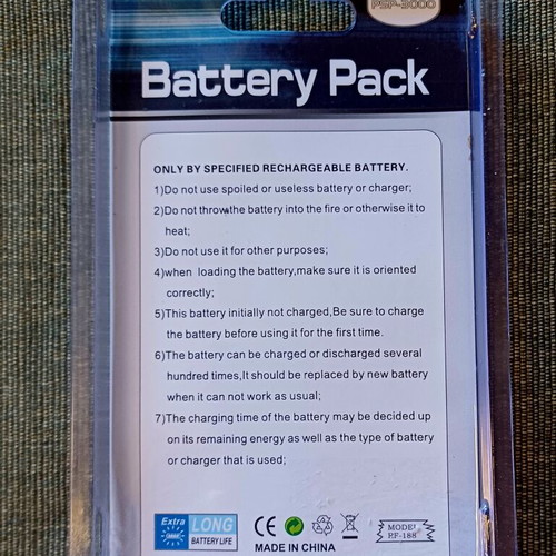 PSP Battery Pack new, compatible with all models 3.6V 3600mAh