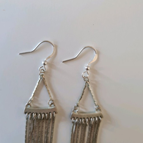 Dangling earrings like new, silver stainless steel