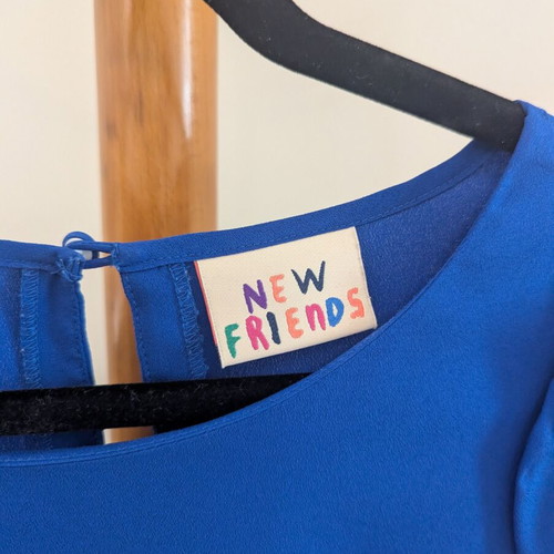 Maison Scotch Royal Blue Shift Dress like new with embroidered fake pockets