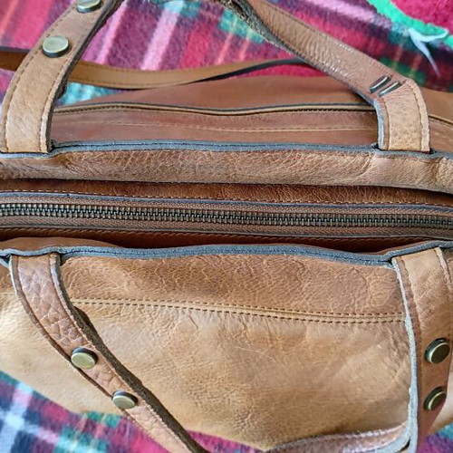 Zara leather handbag used, brown with large capacity