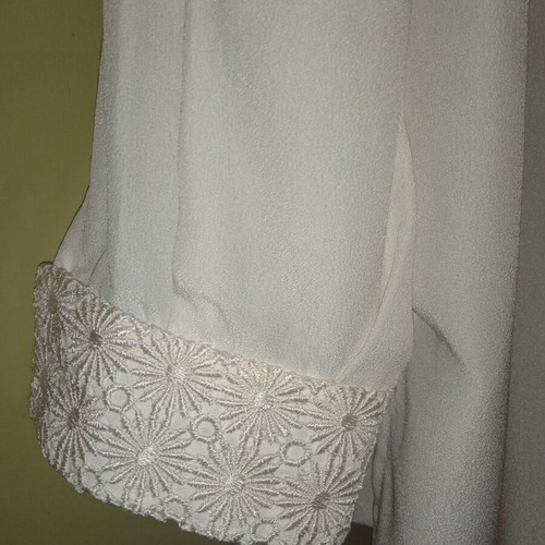 Georgette Milena shirt with guipure lace like new, beige-ecru